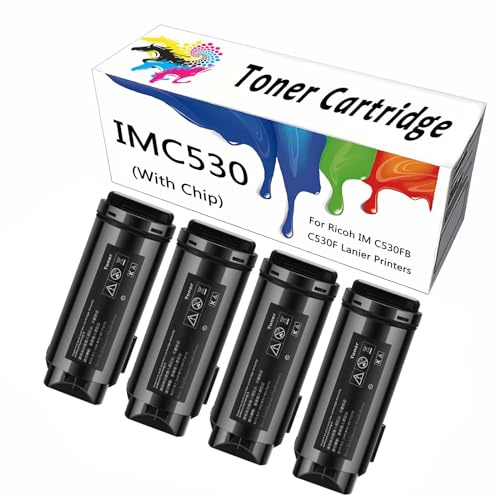 För Ricoh IMC530 530 Byte av tonerkassett Högkapacitet 20500/18000 sidor för IM C530FB C530F färglaserskrivare (med chip) BK/C/M/Y,4 Black-1Pack
