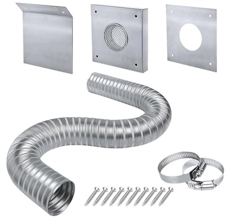 Vriusi Pellet Stove Air Intake Kit, Outside Cold Air Kit, Heat Resistant and Rust Resistant Fireplace Stove Accessories, Air Intake Kit Fireplace Tool Sets, Efficient Ventilation Design for Pellet