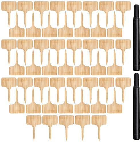 50 Etichette In Legno E 2 Pennarelli, Etichette Per Piante, Strumenti Per Marcare Piante In Vaso, Inserti Per Giardinaggio Fai Da Te