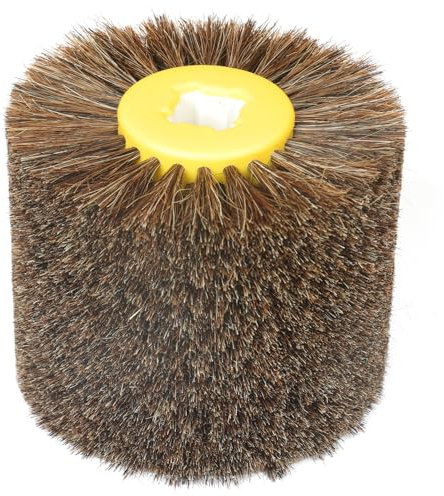 Shineboc Spazzole Abrasive, Drum Brush Spazzola in Crine di Cavallo120x100mm Spazzola Lucidante per La Lavorazione Del Legno, Spazzola Abrasiva in Setola per Satinatrice, Mola per Trafilatura