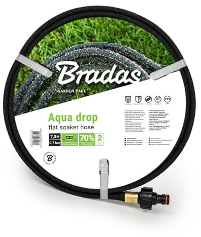 Bradas GARDEN CARE – Bewässerungsschlauch AQUA DROP FLAT 1/2 Zoll 7,5m - Perlschlauch - Tropfschlauch Bewässerung - Gartenschlauch Flexibel - Gartenbewaesserung Schlauch – Bewässerungssystem