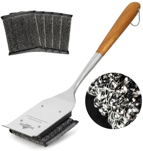 XUDAKAIXIN Grill Brush Bristle Free,with 5 BBQ Replacement Head,Perfect for Cast Iron, Stainless Steel Grates, [Ultra Safe & Efficient] Grill Cleaner for Outdoor Grill,Gifts for Men/Dad