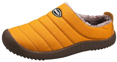 Pantoufles d'hiver chaudes pour homme - Légères et imperméables - En peluche - Antidérapantes - Fermées - Moelleuses - Douillettes - Larges pieds - Semelle fixe, Orange, 48 EU