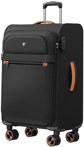 ABISTAB Trier Weichschalenkoffer groß 78x48x30cm, Leichter Stoffkoffer Trolley, Reisekoffer mit Rollen & Zahlenschloss, 109 Liter,schwarz