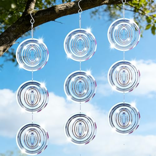 3 Stück Reflektierende Taubenabwehr, 3D Windspiel aus Edelstahl zur Vogelabwehr, Windspiel Metall Hängend, Windspiele für Den Garten, für Balkon, Garten,Teich, Vogelschreckscheiben Effektive Tauben