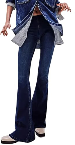 Pantalones Vaqueros Acampanados elásticos para Mujer, Estilo Bootcut, de Mezclilla, de Talle Medio y Estilo Jeggings.
