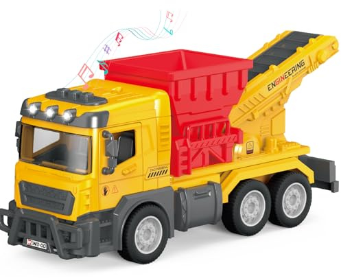 lonfypeng Toddler Construction Trucks, Kids Sand Conveyor Truck with Conveyor Belt & Dumping Function, Push-and-Go Vehicle for Boys Girls Age 3 4 5 6, Birthday for Toddlers