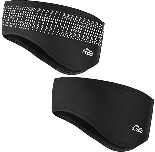 Lauf-Ohrenwärmer, reflektierendes Fleece, Wintersport-Stirnbänder für Laufen im Freien, Radfahren, Skifahren, Yoga, 2er-Pack