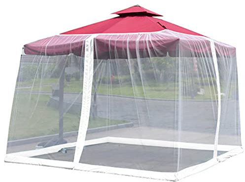 DONGCY Moskitonetz Ampelschirm Waschbar Camping Netz Mückennetz für Sonnenschirm Einfache Anbringung für Gartenpavillon Camping Terrasse Passend für 3 M Ampelschirm,White,OneSize