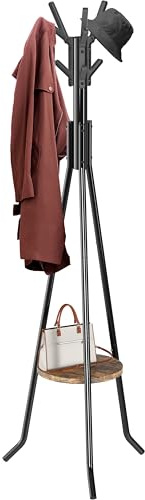 Simple Houseware Freestanding Coat Rack with Shelf, 9 hooks, Black