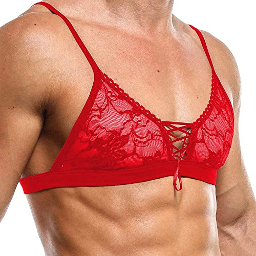 Sous-vêtement Sissy pour homme - Dentelle transparente - Crop Top - Gilet sexy - Sous-vêtement pour homme