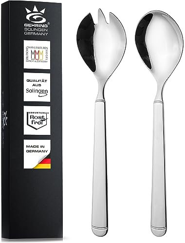 SOLINGEN| Gehring Salatbesteck 2 teiliges Set, Salatlöffel und Salatgabel aus Edelstahl 18/10 | Made in Germany