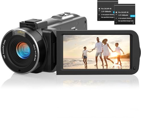 Videokamera Camcorder 1080P 36MP IR-Nachtsicht Videokamera Digitalkamera mit 2 Batterien, 3,0-Zoll-IPS-Bildschirm Vlogging Kamera 30FPS 16X Digitalzoom für YouTube, Streaming-Videoaufzeichnung, Tiktok