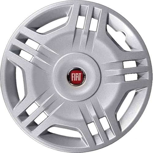 Rixto KIT 4 COPRICERCHI ADATTABILI - PER FIAT PANDA 2006 (Seconda Serie) (LOGO ROSSO) - DIAMETRO 14 - NON ORIGINALE
