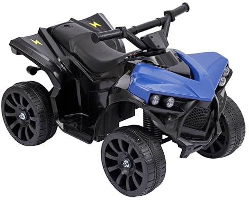 Baroni Toys Quad eléctrico para niños de 1 a 4 años con Manillar, Efectos de luz y Sonido, Quad con Marchas adelante y atrás, batería Recargable de 6 V, fácil de Montar, 70x42x45 cm, Azul