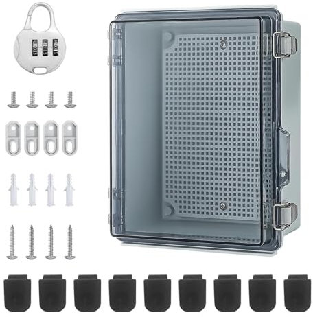 Junction Box Waterproof IP65, Fuse Box Surface-Mounted Distribution Box ABS Cable Junction Box Flush-Mounted Box Transparent Switch Cabinet Outside With Wall Mounting Accessories Lock-230*165*120mm