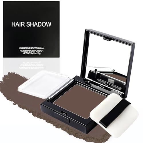Hairline Shadow Root Touch Up Powder for Gray Coverage & Thinning Hair Concealer – Natural Blending, Quick Application with Mirror Puff, Portable Travel-Friendly, for Women & Men (Coffee)