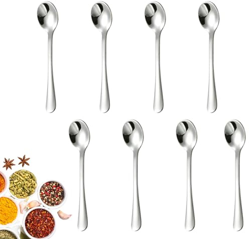 8 cucharas de café espresso, cucharas pequeñas, cucharas de té, cucharas de café expreso de 7,5 cm, cucharas pequeñas, para especias, mini cucharas para tarros de especias, cucharas de huevo de acero