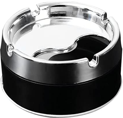 Cendrier en acier inoxydable, cendrier métallique élégant et Portable avec couvercle rotatif
