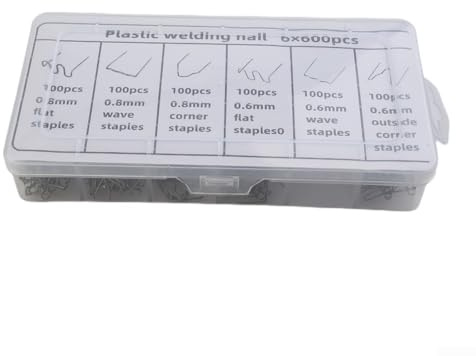 600 grapas de soldadura de plástico para máquina engrapadora en caliente con grapas precortadas de acero inoxidable 304, incluye 6 tipos para reparación de nailon PVC ABS