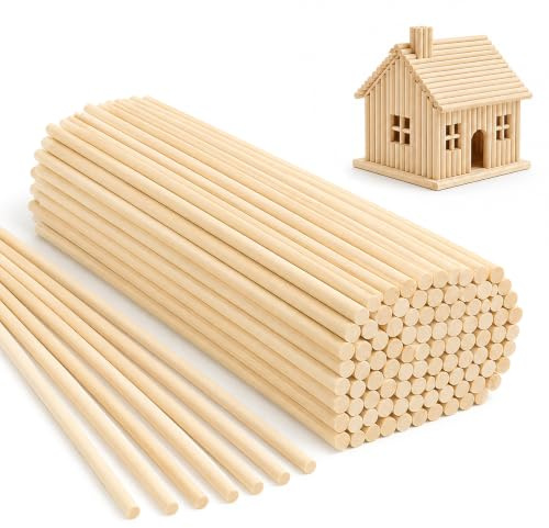 Premium Natural Wooden Dowel Rods, 30cm (11.81in) x 3mm, 100 Pack – Solid Wood Sticks for Crafts, Building Models, Wedding Decor, and DIY Projects