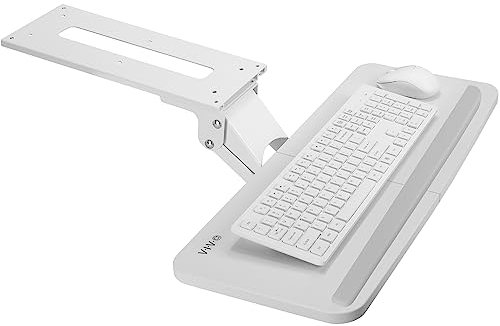 VIVO Adjustable Computer Keyboard and Mouse Platform Tray Ergonomic Under Table Desk Mount Drawer Underdesk Shelf, White, MOUNT-KB03W…