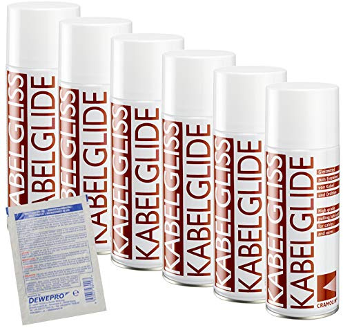 Lot de 6 bombes aérosol de 400 ml - Lubrifiant pour enfiler les câbles et les fils - ITW Cramolin - 1511611