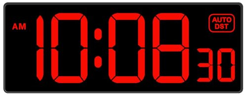 Soobest LED Digital Wall Clock, Large Digital Clock Bold Numbers with Seconds for Seniors Visually Impaired，Plug Electric Clock Dimmable Auto DST Large Display 10 Inches (Red)