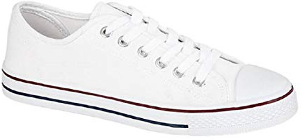 GladRags Women's Ladies Girls Low Top Canvas Trainers, Pumps, Plimsolls White Size 4