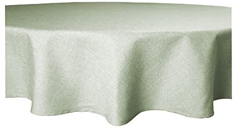 Tischdecke rund Leinenoptik Lotuseffekt Tischwäsche Wasserabweisend Tischtuch Fleckenabweisend Bügelfrei Abwischbar Waschbar Innen und Außen Perleffekt (160 cm, Hellgrün)