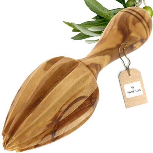 HOFMEISTER® Zitruspresse, spitze Form, aus Olivenholz, Saftpresse für Zitrusfrüchte, Cocktail-Zubehör, Bar-Zubehör, einzigartige, auffällige Maserung, nachhaltig, langglebig, 15,5 cm