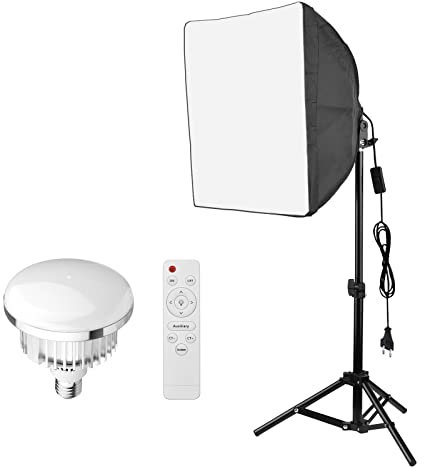 Andoer - Kit de iluminación de fotografía compacto Softbox Light Set con 45 W 3200 K-5600 K, temperatura bicolor, luz LED * 1 + 40 x 40 cm Softbox * 1 + soporte de iluminación 80 cm x 1 + mando a