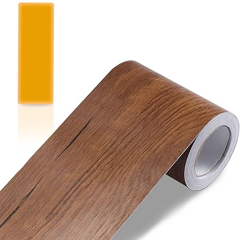 ZTVOWTO Bordure de papier peint autocollant Feuille Couleur du grain du bois Frise Murale Adhesive Bordure imperméable en PVC Plinthe amovible Décoration Murale pour cuisine salle de bain