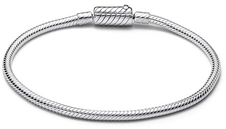 PANDORA Moments Schlangen-Gliederarmband mit Magnetverschluss aus Sterling Silber, Kompatibel Moments, Größe: 21 cm, 590122C00-21