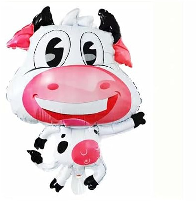 Stor Zoo gård djur fest folieballonger födelsedagsfest dekorationer – lämplig för luft eller helium (ko)