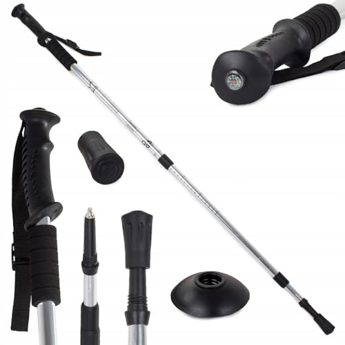 Bâtons de trekking avec système antichoc - Marche nordique et randonnée | Aluminium léger et résistant | Bâtons Nordic Walking - Multisurface et extensible - 1 paire 135 cm (argent)