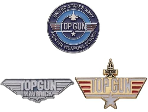 Set de 3 Pins TOP GUN - Pop Culture Annees 80 - Film Vintage - BRoche Epinglette Accessoire pour Vetement Sac Chaussure