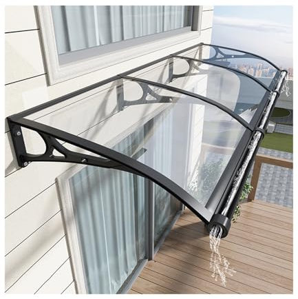 House Regendichtes Vordach für Fenster, Tür, mit Waschbecken, Polycarbonat-Fenstermarkise für Sonnenschutz, Regen- und Schneeschutz (60 x 60 cm)