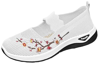 Generisch Chaussures orthopédiques pour femme - Chaussures d'été diabétiques - Baskets légères et super douces - Chaussures de marche larges confortables - Chaussures de sport d'extérieur respirantes