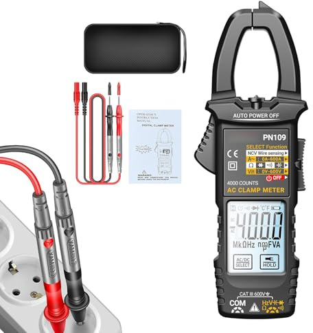 Multímetro de Pinza - Probador Multímetro 4000 Cuentas | Detector Digital Portátil para Disyuntor Automático Circuito Cables Automóvil Capacitores Electricistas Uso Doméstico - para Corriente Condensa