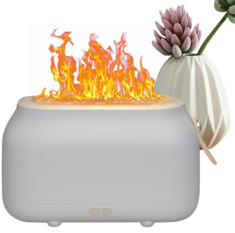 Wezalget Diffusore Di Aroma Per Ambiente - Umidificatore D'Aria Ultrasonico Con Effetto Fiamma,Umidificatore Purificatore D'Aria - Per Ufficio Studenti Universitari Dormitorio Appartamento Comodino