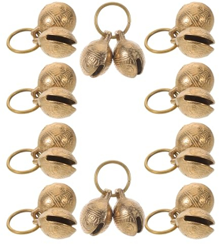 FIXOSHEE 10 Campanellini per Animali Testa di Felino 22Mm in Metallo Resistente Accessori per Cani e Gatti Ciondoli Leggeri per Addestramento e Localizzazione Sicura