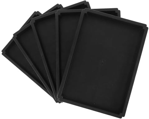Angoily 5 Bandejas Rectangulares para Macetas 19x13 Cm, Platillos de Resina Gruesa Negros para Plantas de Interior, Bandejas de Drenaje para Bonsáis y Suculentas, Base de Riego