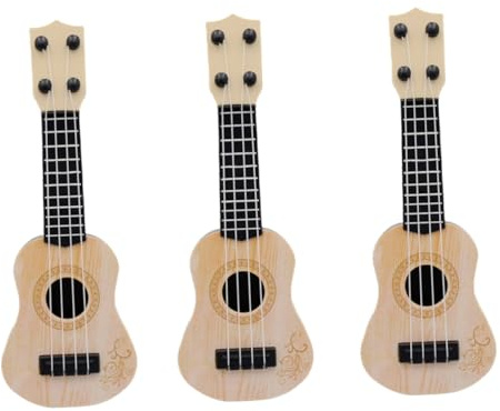 Beaupretty Lot de 3 Guitares Débutantes Mini à 4 Cordes en Nylon, Jouets D’éveil Musicaux pour Bébé et Jeunes Garçon et Filles, Couleurs Vives, Instrument Musical Éducatif Couleur Aléatoire
