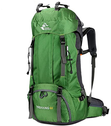 Bseash 60L Waterproof Hiking Camping Backpack with Rain Cover, Lightweight Outdoor Sport Travel Daypack Rucksack for Climbing Skiing