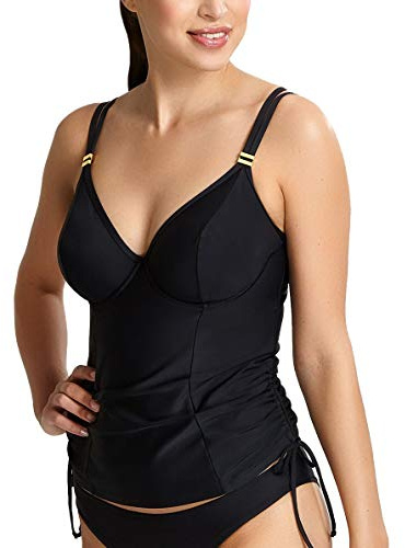 Panache Anya Riva Parte Superior Tankini con Aros Parte Superior de Bikini Mujer, Negro -, 34FF