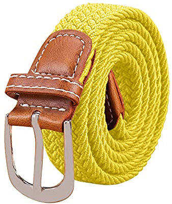 Meilily Damen Vintage Stoffgürtel Mode Stretchgürtel Casual Elastik Flechtgürtel Geflochtener und Elastischer Dehnbarer Gürtel für Damen Breite 3.5cm Länge 103 cm