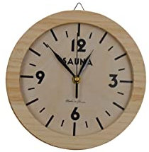 Horloge de sauna en bois de pin.