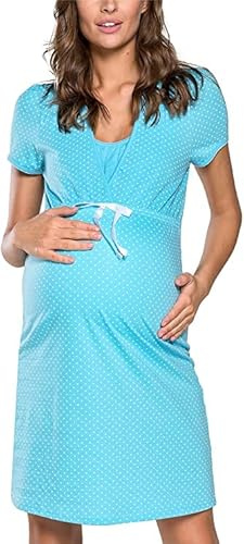 Italian Fashion Camicia da Notte Parto Ospedale | Vestaglia Donna Ospedale | Camicia da Notte Parto | Pigiama Premaman con Fiocco | Vestiti Premaman S-XXL