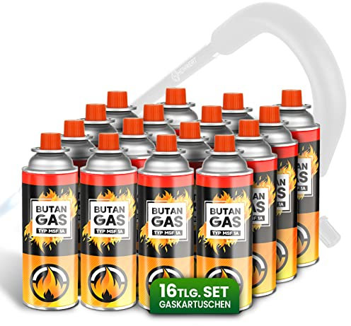 HEIMWERT Unkrautvernichter Unkraut Brenner Set -TESTURTEIL SEHR GUT- extrem leichtes und handliches Gas Abflammgerät für die einfache Unkraut Entfernung - Unkrautbrenner (16 Ersatzgaskartuschen)